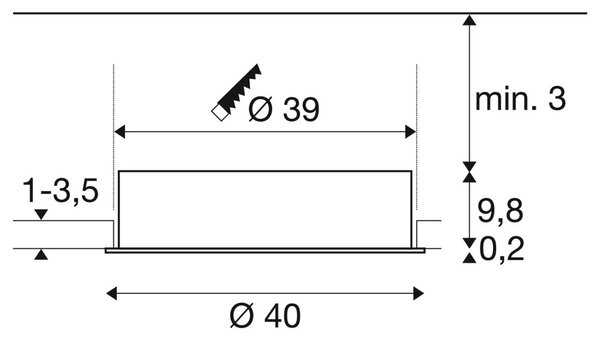 LA 1008631 MEDO® 40 vestavné svítidlo do stropu, rám, 3000/4000K, 80°, IP20, kulaté, bílé - BIG WHITE (SLV)