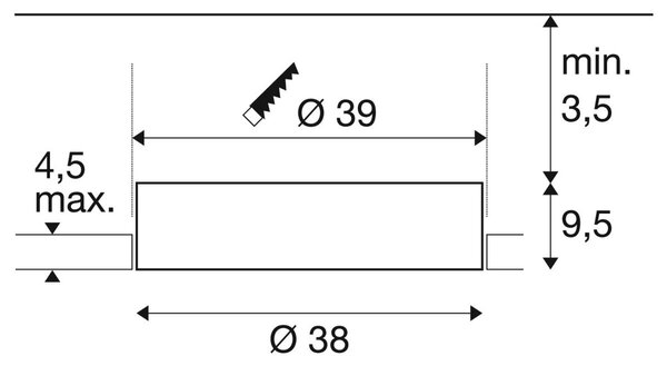 LA 1008632 MEDO® 40 vestavné svítidlo do stropu, bez rámu, 3000/4000K, 80°, IP20, kulaté, bílé - BIG WHITE (SLV)