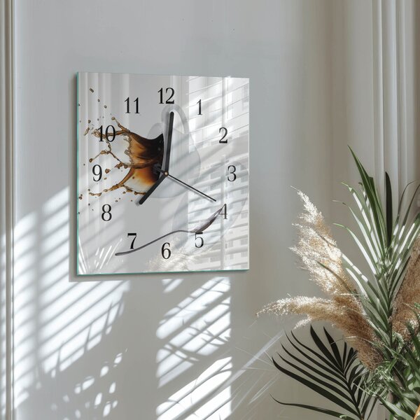 Skleněné hodiny na stěnu Šálek kávy zskc-30x30-00183480