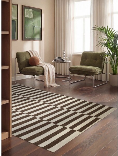 Bílý/hnědý oboustranný/ručně tkaný vlněný koberec 120x180 cm Vika – Hanse Home