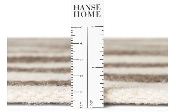 Bílý/hnědý oboustranný/ručně tkaný vlněný běhoun 80x200 cm Vika – Hanse Home