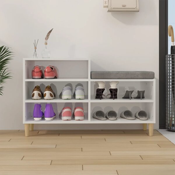 Botník bílý s vysokým leskem 102x36x60 cm kompozitní dřevo