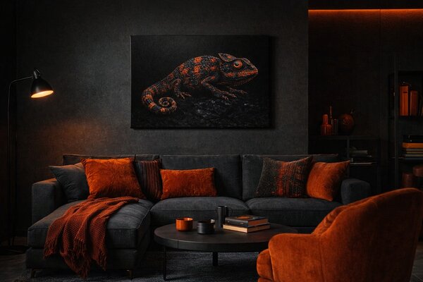 KRAFTHOUSE.EU Ohnivý Chameleon – obraz na plátno Premium Canvas | 100% bavlna | Různé rozměry Velikost: 40 x 30 cm
