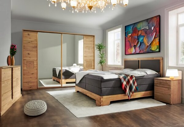 Zrcadlová skříň s posuvnými dveřmi Graz - Divoký dub masiv 246 cm