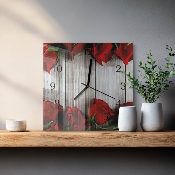 Skleněné hodiny na stěnu Růžové tablety zskc-30x30-00177880
