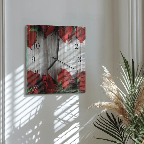 Skleněné hodiny na stěnu Růžové tablety zskc-30x30-00177880