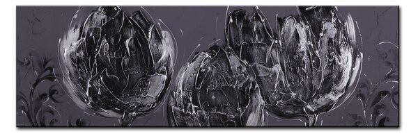 Obraz MIDNIGHT TULIPS - ručně malovaný 50x150cm