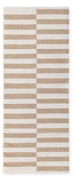 Bílý/světle hnědý oboustranný/ručně tkaný vlněný běhoun 80x200 cm Vika – Hanse Home