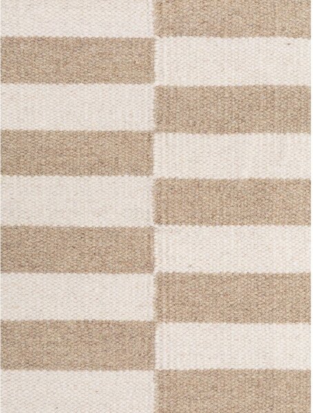Bílý/světle hnědý oboustranný/ručně tkaný vlněný běhoun 80x200 cm Vika – Hanse Home