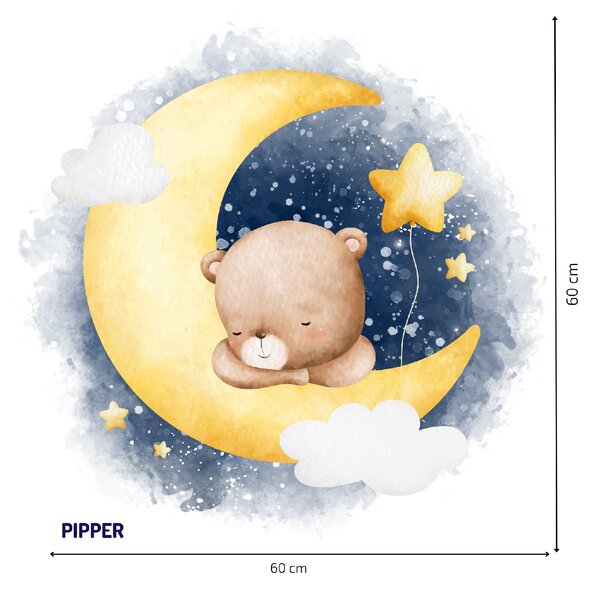 PIPPER. Samolepka na zeď "Medvídek na Měsíci"