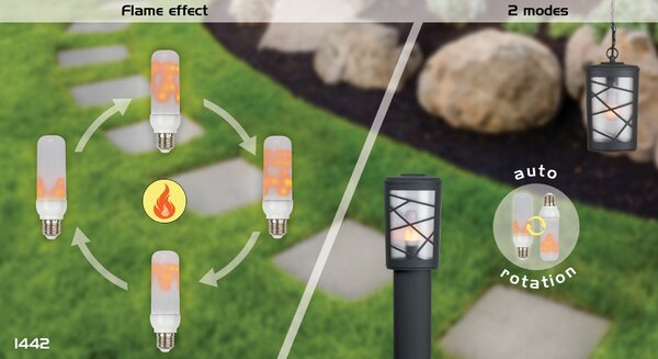 Rabalux LED žárovka 3D Smart Flame T60 3W/E27/230V/1800K/110Lm/340°