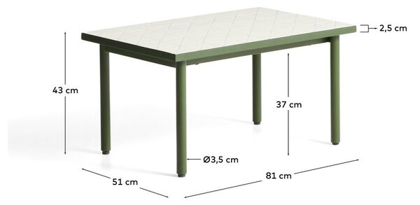 Zahradní stolek s keramickou deskou 51x81 cm Maurina – Kave Home
