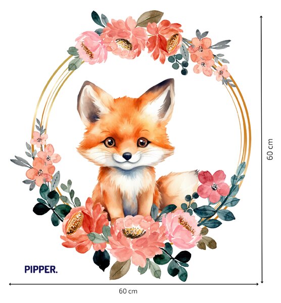 PIPPER. Samolepka na zeď "Liška s květinami"