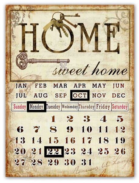 Kovový nástěnný kalendář Home 30 x 40 cm (ISABELLE ROSE)