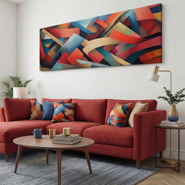 Obraz na plátně - Kubistická rapsodie FeelHappy.cz Velikost obrazu (šířka x výška): 150 x 50 cm