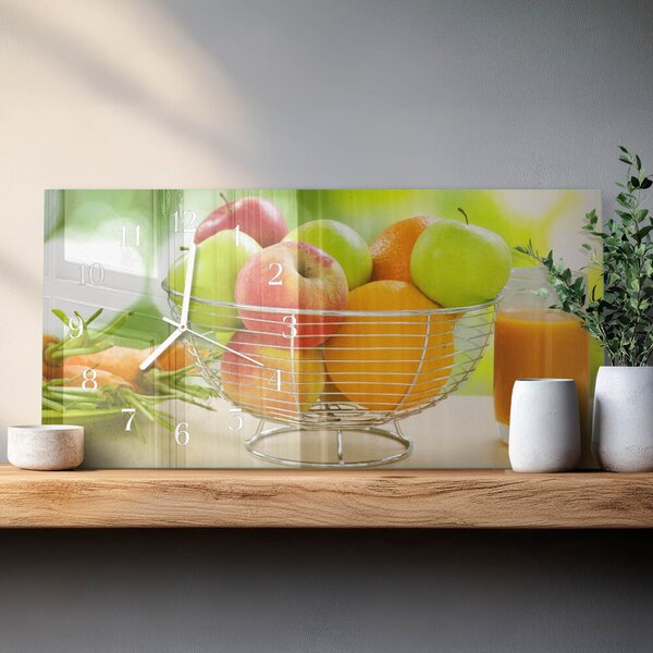 Skleněné hodiny horizontální Ovoce a džus zsppb-60x30-00295225