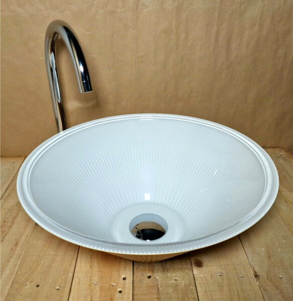 Light for home - Skleněné umyvadlo s unikátním kónickým tvarem U 016, Béžová