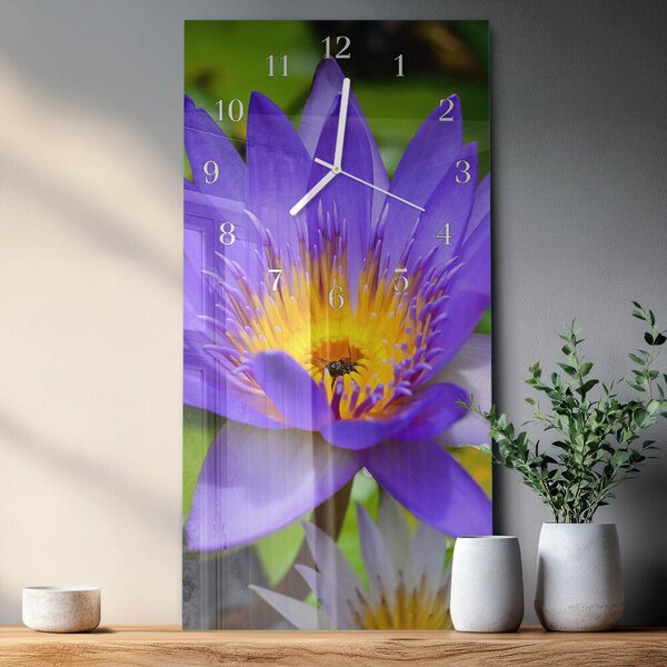 Skleněné hodiny vertikální Květ zsppb-30x60-00082921
