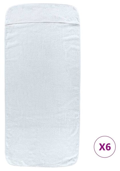 Plážové osušky 6 ks bílé 60 x 135 cm textil 400 GSM