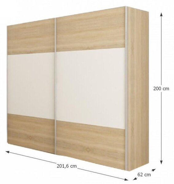 Ložnice (postel 180x200cm, 2 ks noční stolek, skříň) Gabreola (dub sonoma + bílá)