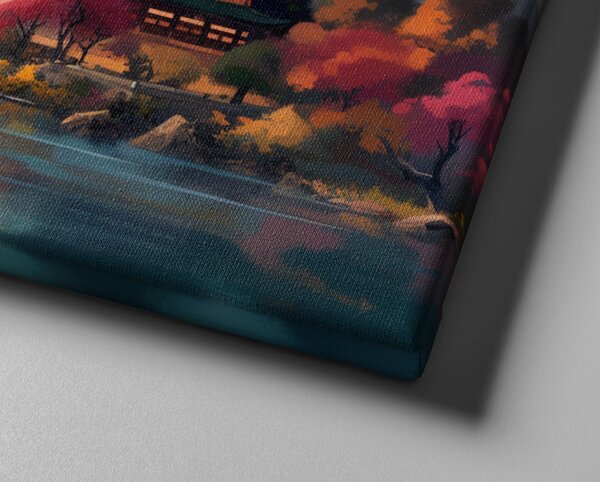 Obraz na plátně - Japonský chrám u vody FeelHappy.cz Velikost obrazu (šířka x výška): 60 x 20 cm