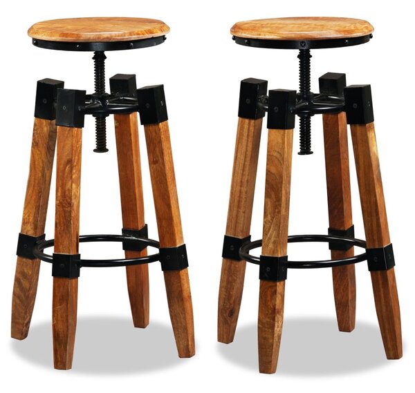 Barové stoličky 2 ks | mangovníkový masiv a ocel