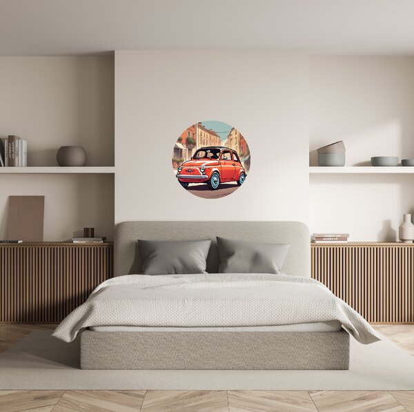 PIPPER. Kruhová samolepka na zeď "Fiat 500" Velikost: 60cm