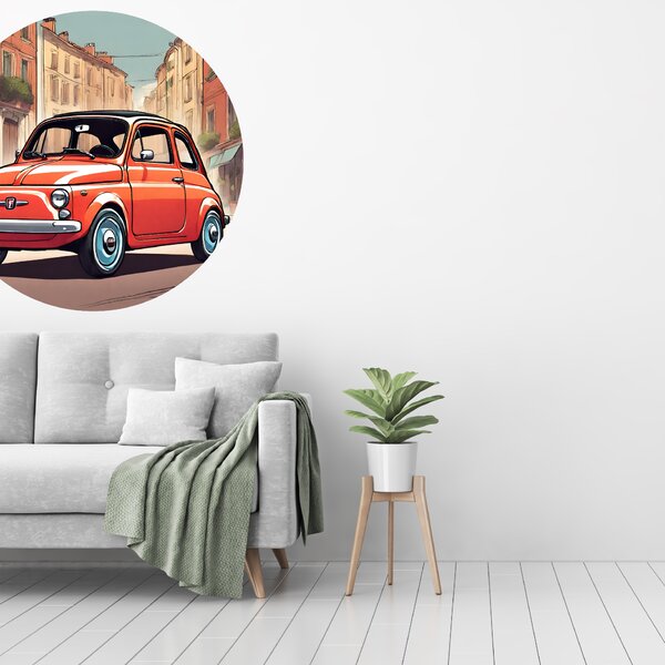 PIPPER. Kruhová samolepka na zeď "Fiat 500" Velikost: 60cm