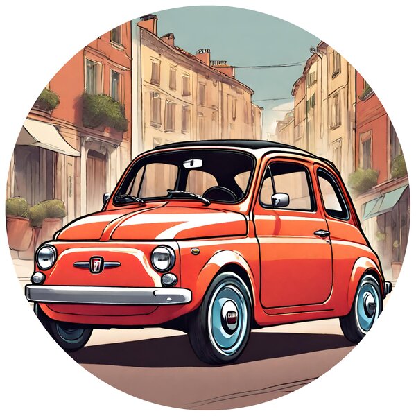 PIPPER. Kruhová samolepka na zeď "Fiat 500" Velikost: 60cm