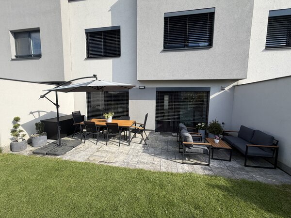 Zahradní set KOMPLET 3v1 – jídelní set, lounge set a slunečník