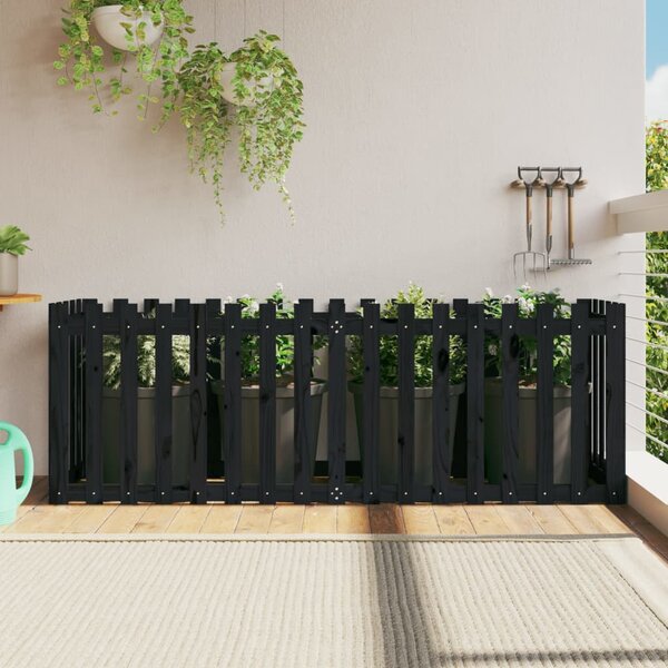 Vyvýšený záhon plotový design černý 200x50x70 cm masiv borovice