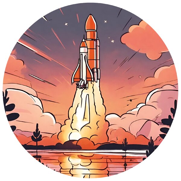 PIPPER. Kruhová samolepka na zeď "Start raketoplánu" Velikost: 60cm