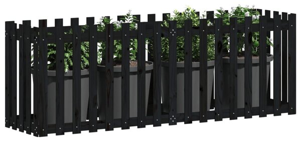 Vyvýšený záhon plotový design černý 200x50x70 cm masiv borovice