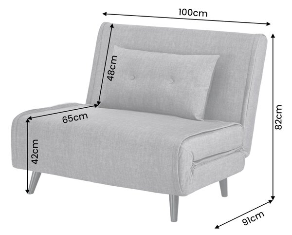Rozkládací křeslo SMART MULTIFUNCTION 100 CM šedé samet Nábytek | Obývací pokoj | Křesla | Klasická