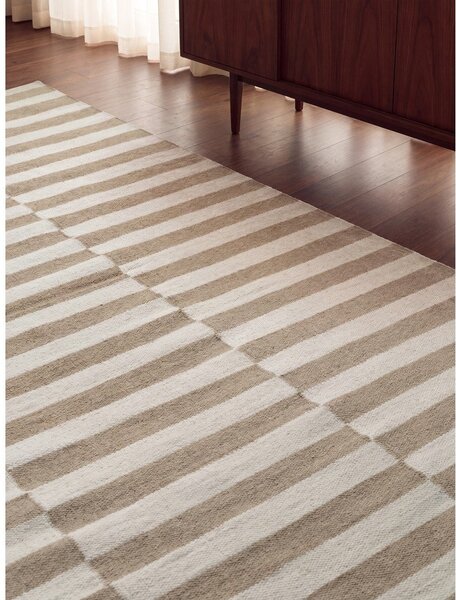 Bílý/světle hnědý oboustranný/ručně tkaný vlněný koberec 200x300 cm Vika – Hanse Home