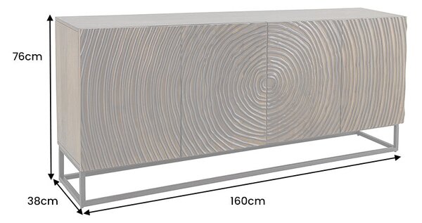 Komoda ZEN CIRCLE 3D 160 CM tmavě hnědá masiv mango Nábytek | Úložné prostory | Komody | Nízké