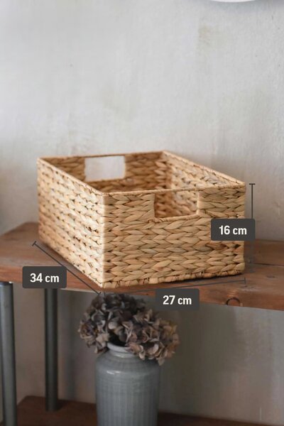 Policový koš LANTA, vodní hyacint, šířka 34 cm, natur