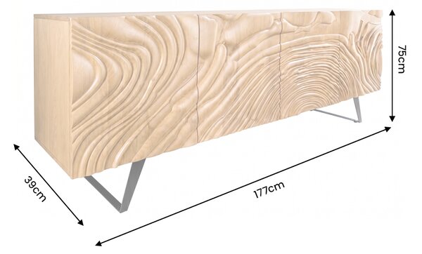 Komoda FLUID II 3D 175 CM krémová masiv mango Nábytek | Úložné prostory | Komody | Nízké