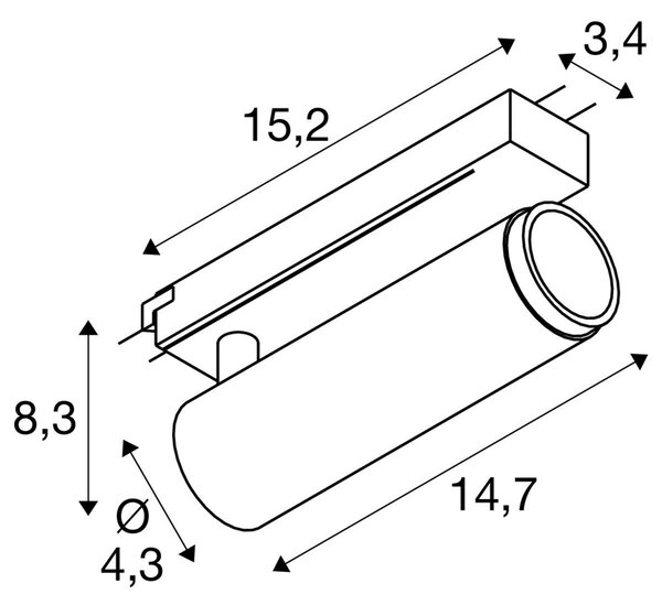 LA 1008430 GRIP! M 1~ spot, válcový, 2000-3000K, 15W, dim-to-warm, PHASE, 42°, bílý / černý - BIG WHITE (SLV)