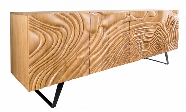 Komoda FLUID II 3D 175 CM krémová masiv mango Nábytek | Úložné prostory | Komody | Nízké