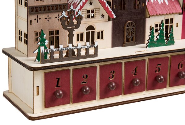 Vánoční dekorace LED ASPERN 18 cm Adventní kalendář Červená