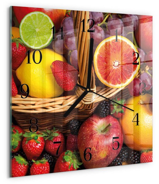Skleněné hodiny na stěnu Ovoce zskc-30x30-00179975
