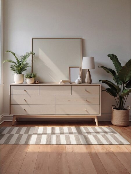 Bílý/šedý oboustranný/ručně tkaný vlněný koberec 80x150 cm Vika – Hanse Home