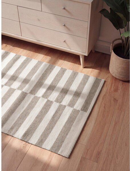 Bílý/šedý oboustranný/ručně tkaný vlněný koberec 80x150 cm Vika – Hanse Home