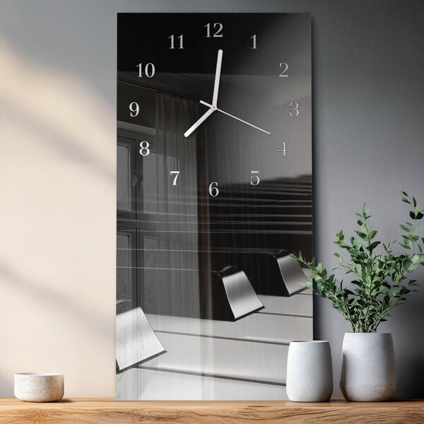 Skleněné hodiny vertikální Klávesy klavíru zsppb-30x60-00084117