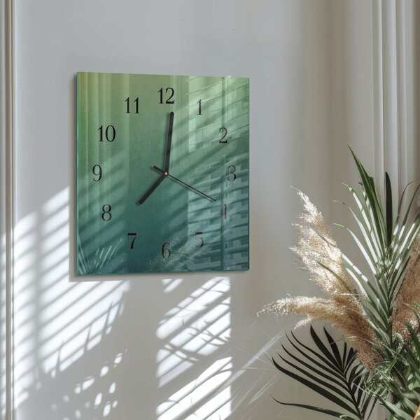 Skleněné hodiny na stěnu Zelený gradient zskc-30x30-00182484