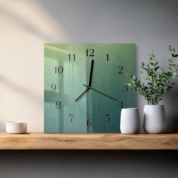 Skleněné hodiny na stěnu Zelený gradient zskc-30x30-00182484
