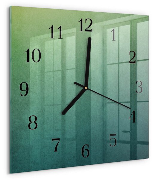 Skleněné hodiny na stěnu Zelený gradient zskc-30x30-00182484