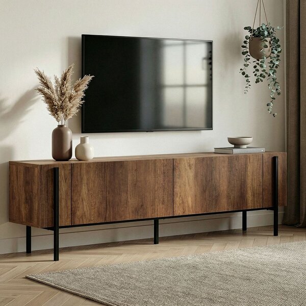 TV stolek v dekoru ořechu v tmavě přírodní barvě 180x45x30 cm Nexus – Kalune Design
