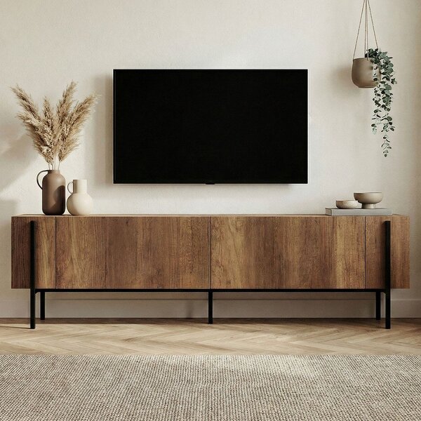 TV stolek v dekoru ořechu v tmavě přírodní barvě 180x45x30 cm Nexus – Kalune Design